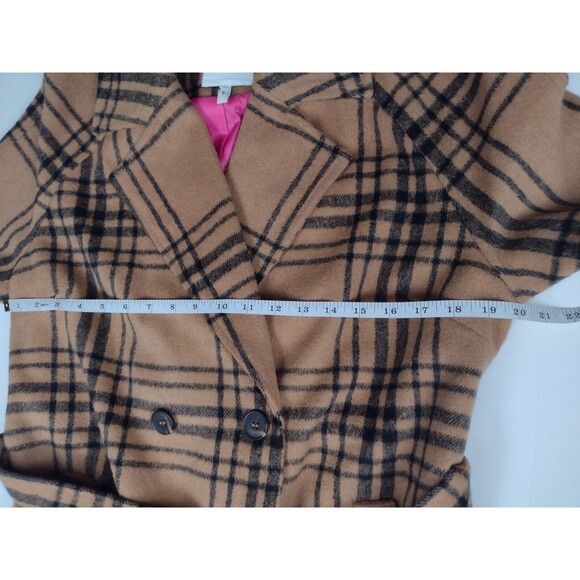 Avec Les Filles Plaid Double Breasted Coat Windowpane Tan and Black Size Large - Picture 11 of 11